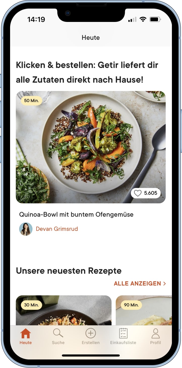 Kitchen Stories liefert die Rezepte, Getir die Zutaten - mit einem Klick in Minutenschnelle nach Hause